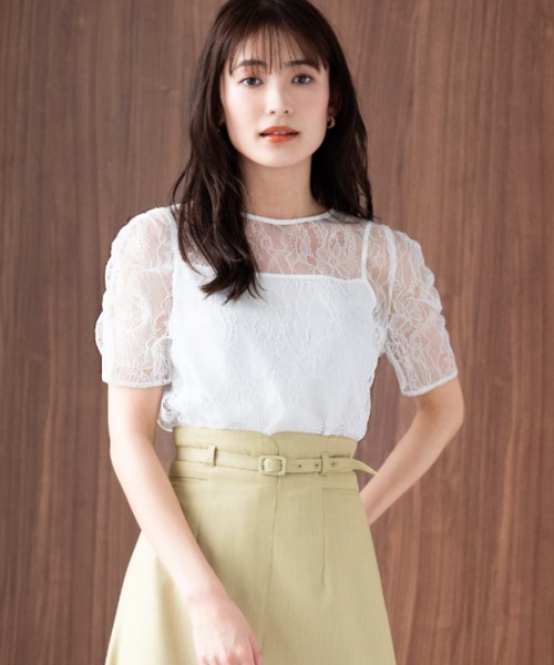 「MISCH MASCH」 半袖ブラウス フリ- ホワイト レディース_画像5