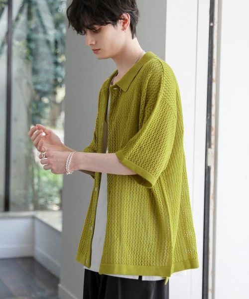 「ASTRONOMY」 半袖ニット S ブラック メンズ_画像8