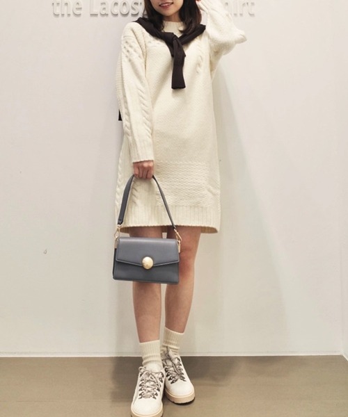 LACOSTE（ラコステ） ワンピース パッチワークエフェクトウールニット