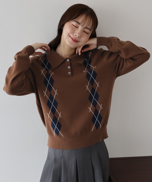 BLUEEAST（ブルーイースト） ニット セーター アーガイルポロニット