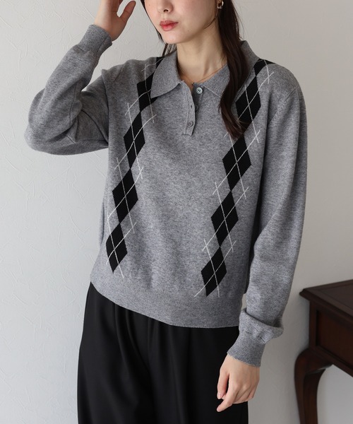 BLUEEAST（ブルーイースト） ニット セーター アーガイルポロニット