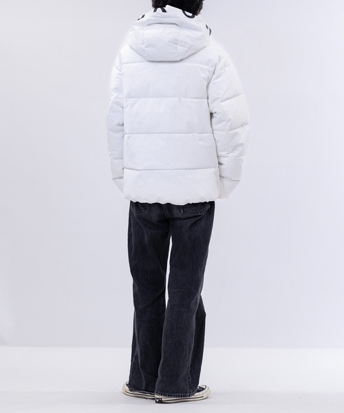 stone ホワイト ダウンジャケット フード付き JOHN'S CLOSET ダウンジャケット ダウン 「13」フードロゴ 中綿