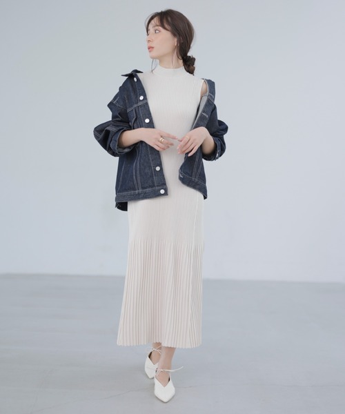 「anuans」 ニットワンピース FREE ベージュ レディース_画像7