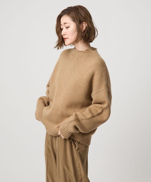 完売品！conte リブオフショルダーニット ベージュ conte＞リブ オフショルダーニット