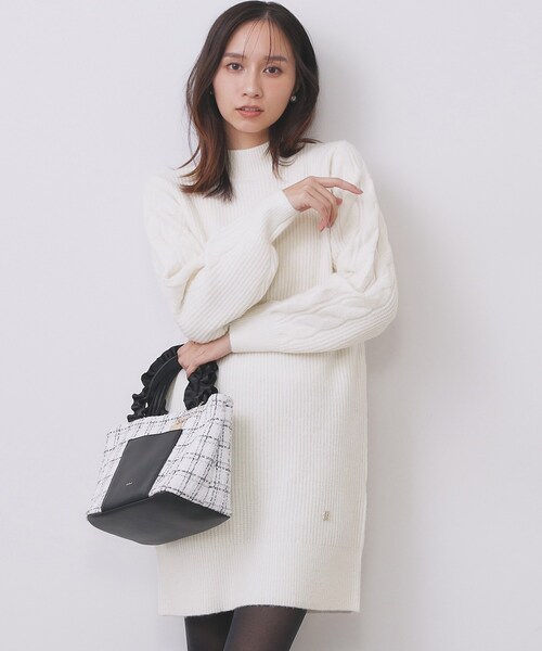 index（インデックス） ワンピース ウール混ケーブルスリーブミニ