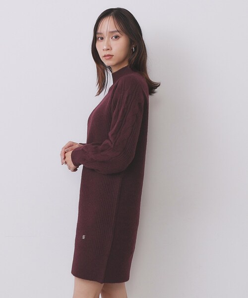 index（インデックス） ワンピース ウール混ケーブルスリーブミニ