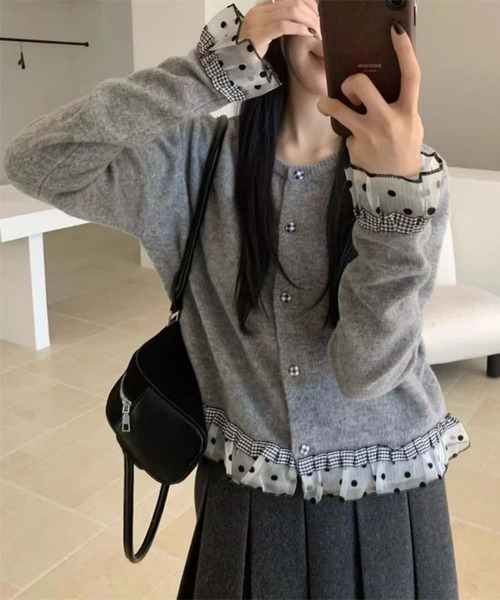 レースフリル使いカーディガン レースフリルカーディガン – poláura OFFICIAL ONLINE STORE