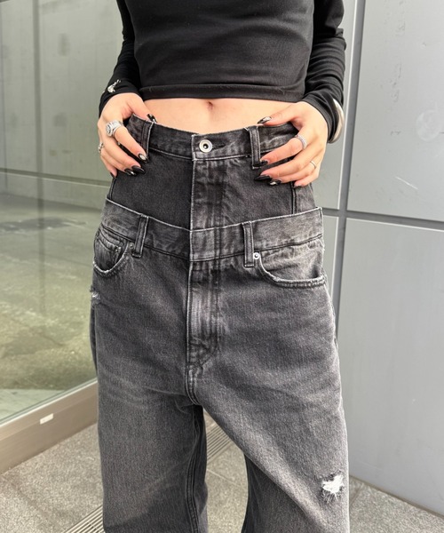 Lui's（ルイス） ワイドパンツ ジーンズ デニム デニムパンツ ダブル