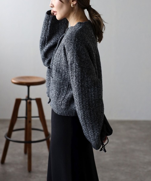 「Bonjour Sagan」 「ANDSEARCH」ニットカーディガン FREE チャコールグレー レディース_画像5