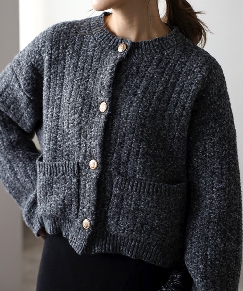 「Bonjour Sagan」 「ANDSEARCH」ニットカーディガン FREE チャコールグレー レディース_画像9