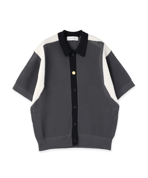 サマーニット セーター ニット Mesh Knit Short Sleeve Jacket メンズ レディースの画像