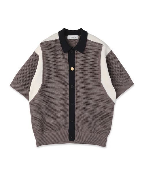 サマーニット セーター ニット Mesh Knit Short Sleeve Jacket メンズ レディースの画像