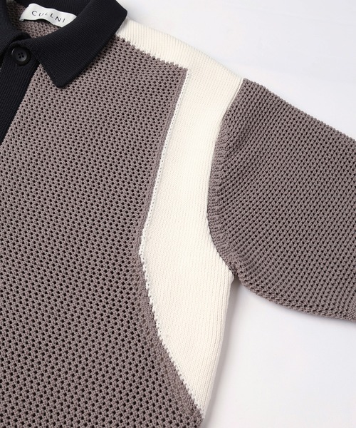 サマーニット セーター ニット Mesh Knit Short Sleeve Jacket メンズ レディースの画像