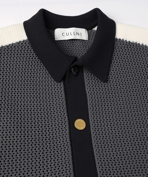 サマーニット セーター ニット Mesh Knit Short Sleeve Jacket メンズ レディースの画像