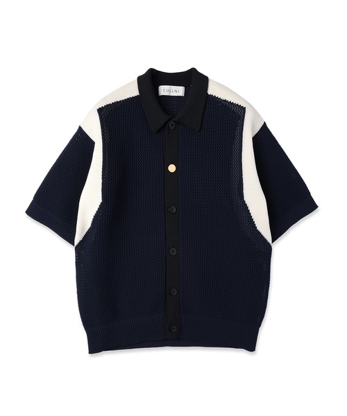 サマーニット セーター ニット Mesh Knit Short Sleeve Jacket メンズ レディースの画像