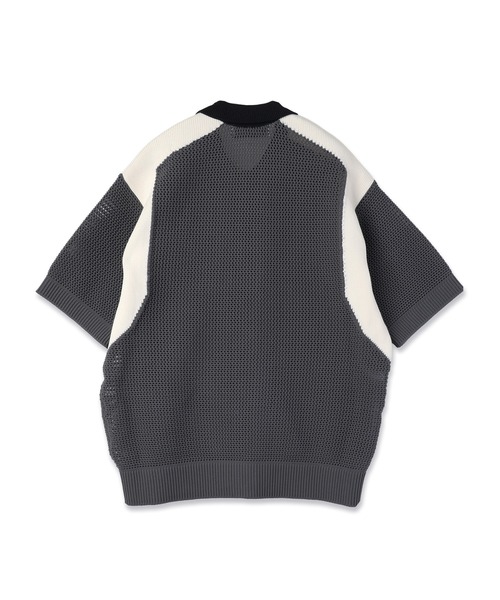 サマーニット セーター ニット Mesh Knit Short Sleeve Jacket メンズ レディースの画像