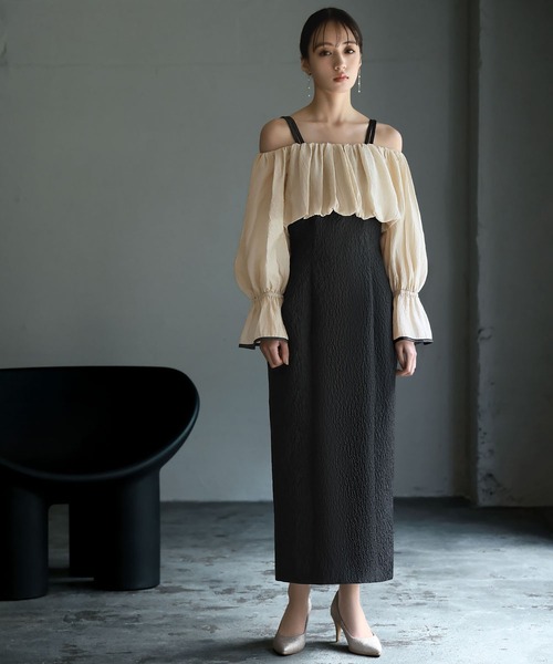 「GIRL」 7分袖ワンピース S オフホワイト レディース_画像2