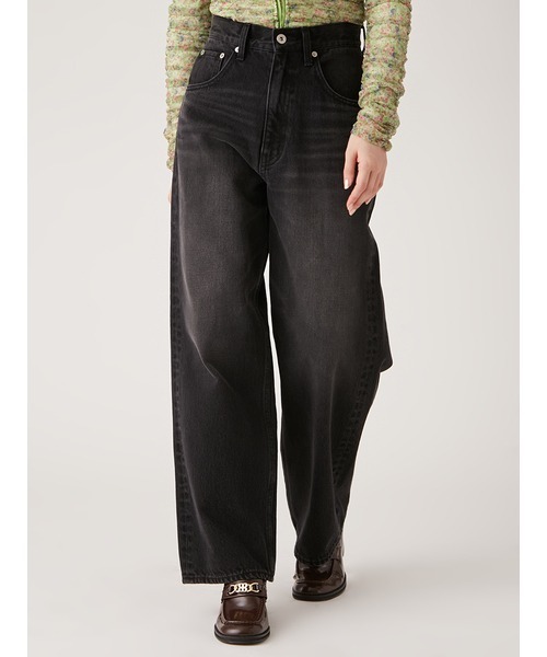 「LILY BROWN」 デニムパンツ 1 ベージュ レディース_画像3