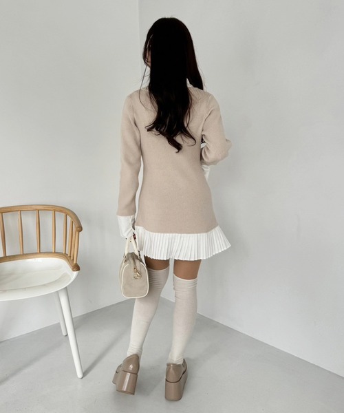 「one after another NICE CLAUP」 ニットワンピース FREE 杢グレー レディース_画像7