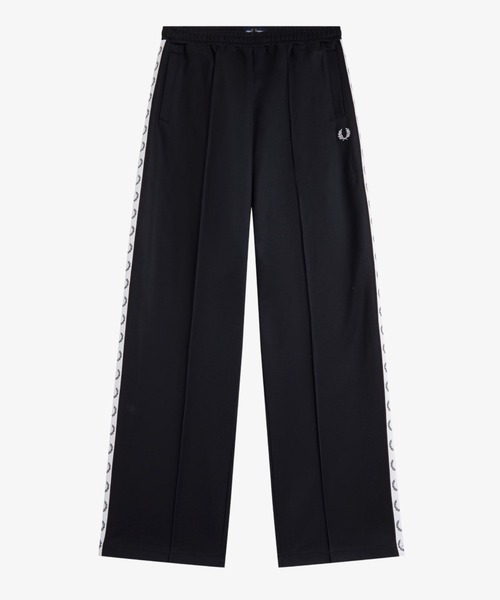 フレッドペリー ワイドパンツ ガウチョパンツ ウエストゴム ブラック　M FRED PERRY（フレッドペリー） パンツ WIDE LEG TRACK PANT T7171