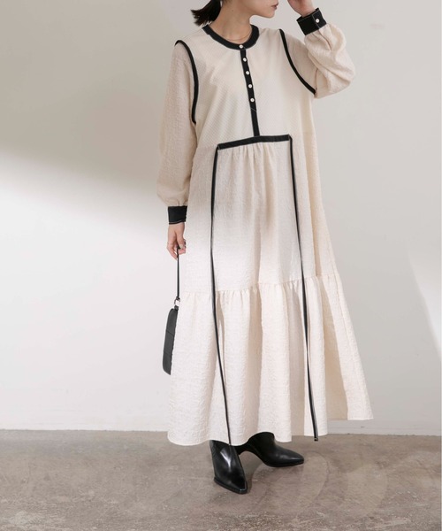 「Eimee Law」 長袖ワンピース 38 アイボリー レディース_画像4