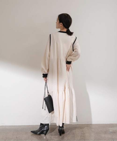 「Eimee Law」 長袖ワンピース 38 アイボリー レディース_画像7