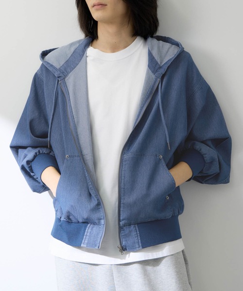 NAVY パーカー ブリーズデニム フルZIPパーカー メンズ レディース