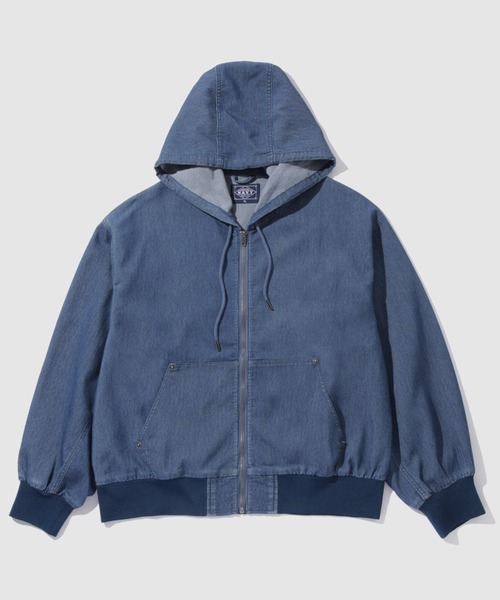 NAVY uvカット パーカー 冷感 ブリーズデニム フルZIPパーカー メンズ