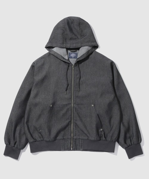 NAVY パーカー uvカット 冷感 ブリーズデニム フルZIPパーカー メンズ