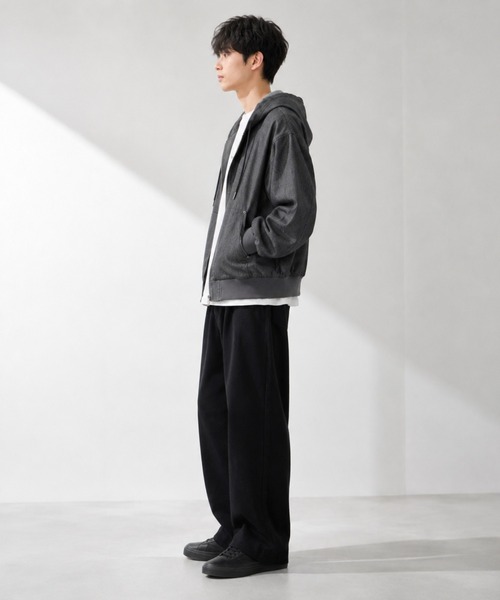 NAVY パーカー uvカット 冷感 ブリーズデニム フルZIPパーカー メンズ
