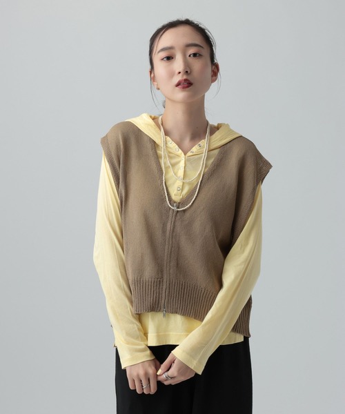 たんたんページ LEPSIM（レプシィム） tシャツ シアーフードヘンリープルオーバー