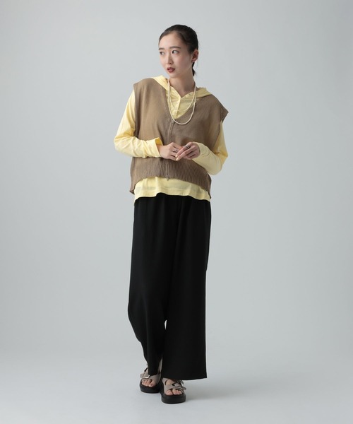 LEPSIM（レプシィム） tシャツ シアーフードヘンリープルオーバー