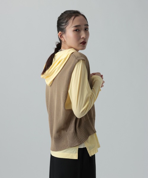 LEPSIM（レプシィム） tシャツ シアーフードヘンリープルオーバー