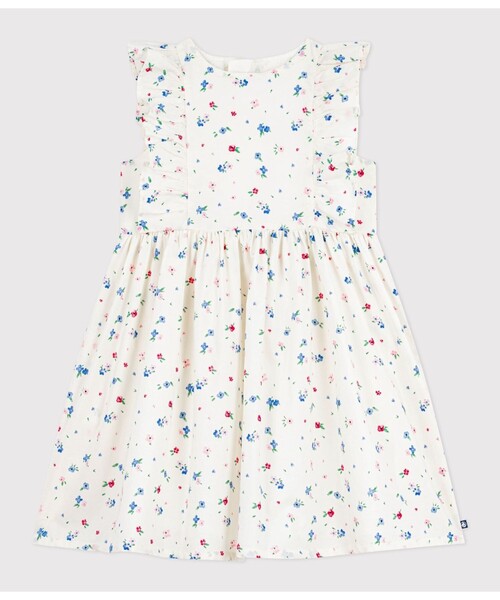 PETIT BATEAU - 衣裳 フラワープリントワンピース キッズ 小わっぱ服 ワンピース、チュニック-子ども服、シューズ