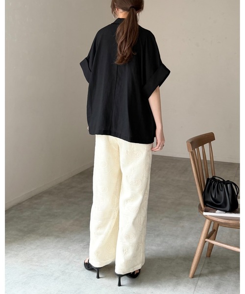 She's Closet サロペット オーバーオール 刺繍レース 深Vネック