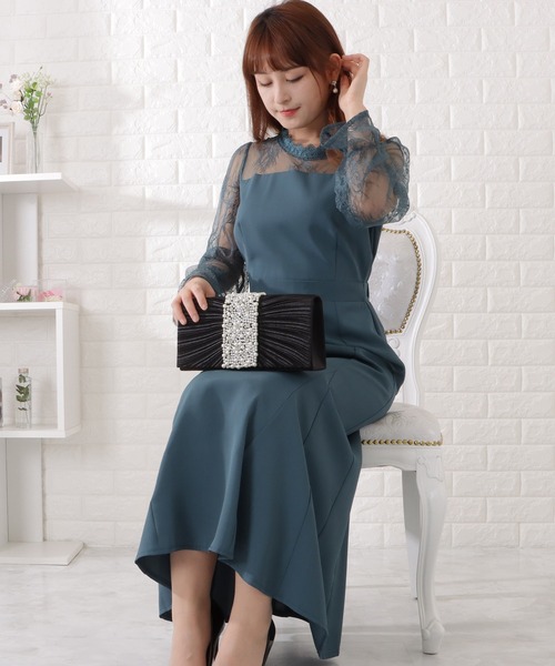 「Lace Ladies」 ドッキングワンピース X-LARGE ダークグレー レディース_画像3