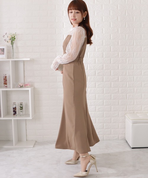 「Lace Ladies」 ドッキングワンピース X-LARGE ダークグレー レディース_画像5