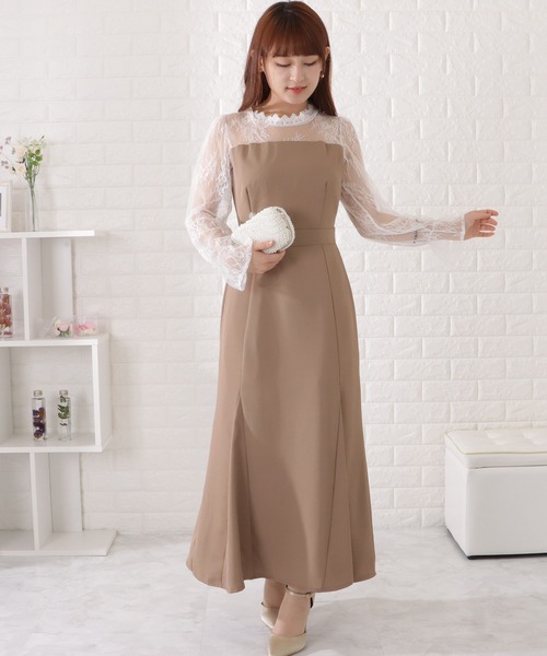 「Lace Ladies」 ドッキングワンピース X-LARGE ダークグレー レディース_画像6