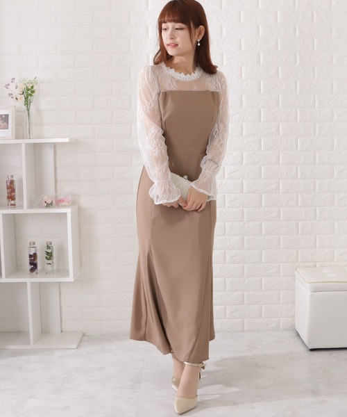 「Lace Ladies」 ドッキングワンピース X-LARGE ダークグレー レディース_画像7