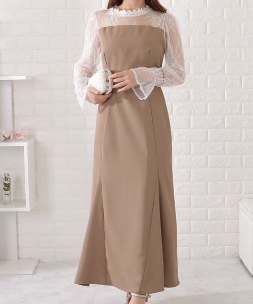 「Lace Ladies」 ドッキングワンピース X-LARGE ダークグレー レディース_画像8