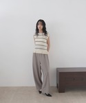 サマーニット ニット セーター ペプラムボーダ...の詳細画像4