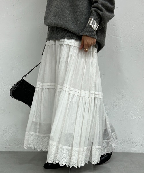 「LOUNGEDRESS」 ロングスカート FREE オフホワイト レディース_画像3