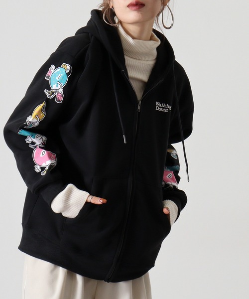 「FUNALIVE」 「Walking Donut」ジップアップパーカー LL ホワイト×グレー メンズ_画像6