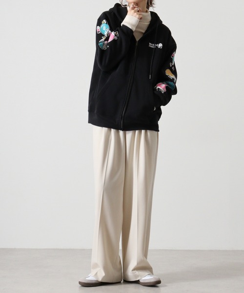 「FUNALIVE」 「Walking Donut」ジップアップパーカー LL ホワイト×グレー メンズ_画像9