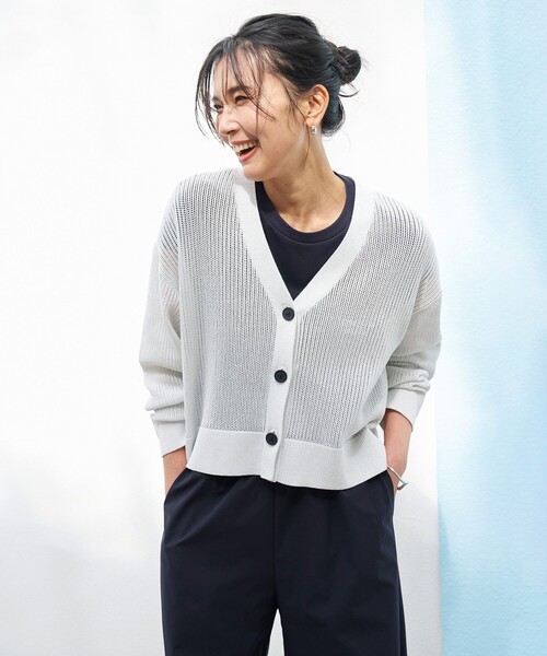 「UNFILO」 ニットカーディガン SMALL ブルー レディース_画像2
