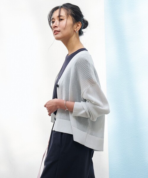 「UNFILO」 ニットカーディガン SMALL ブルー レディース_画像3