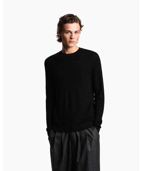 EMPORIO ARMANI セーター ウール ジャカードパターン XL 極美品 EMPORIO ARMANI セーター ニット 「エンポリオ アルマーニ」セーター