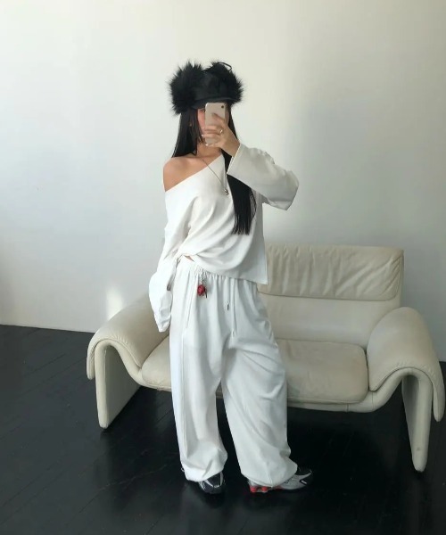 「BLACKUP」 スウェットパンツ LARGE グレー レディース_画像2