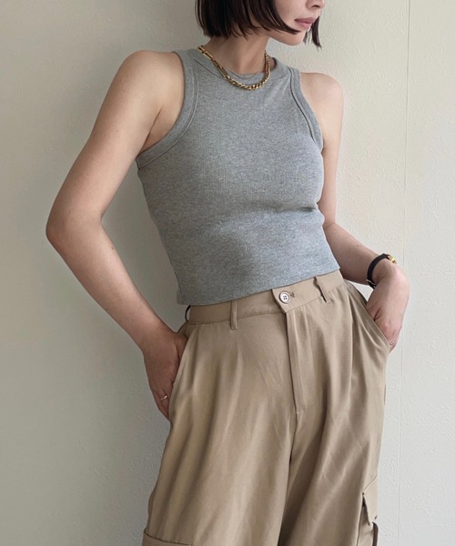 タンクトップ ノースリーブ カップ付きタンクトップ レディース feepur タンクトップ ノースリーブ カップ付きアメスリタンク