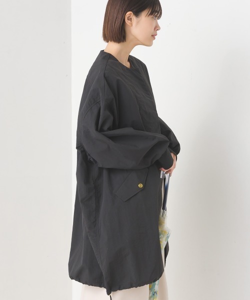 【新品】Newans♡ニュアンス フリルブルゾン 撥水加工付きレインコート0 OMNES（ファッション） ブルゾン アウター 撥水加工ナイロンノー